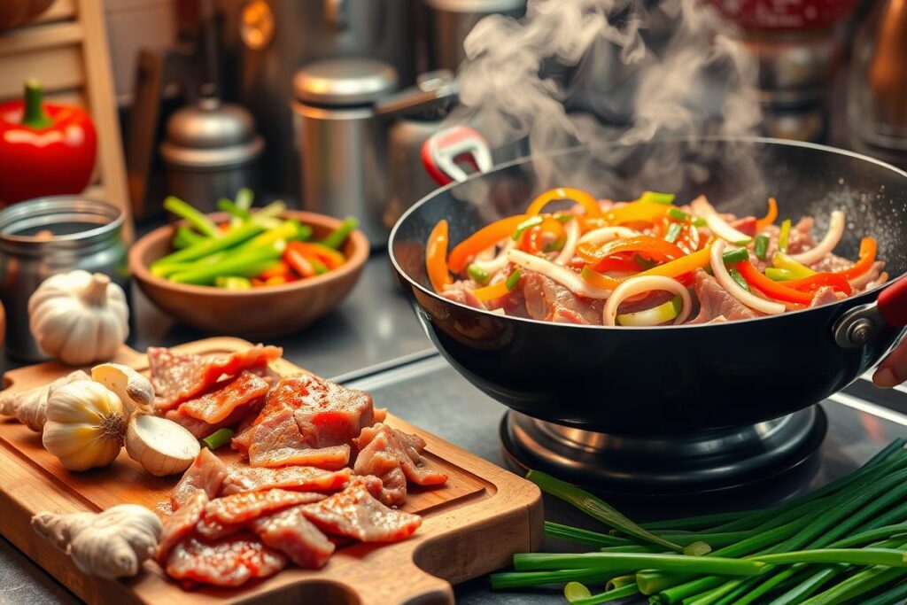 Chinese Pepper Steak Preparation