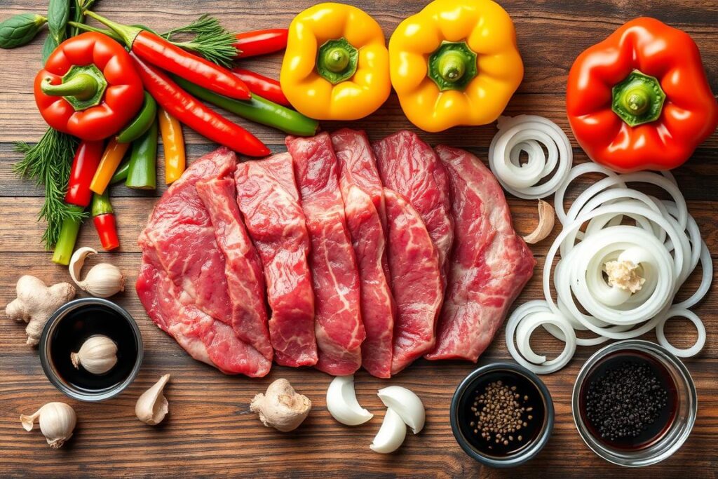 Flank Steak Ingredients for Chinese Pepper Steak
