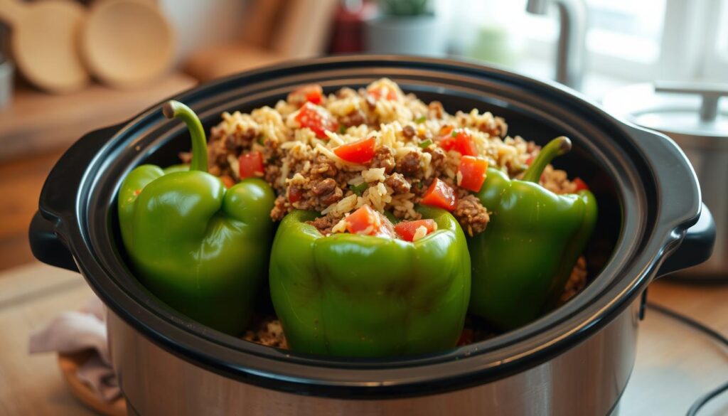 Slow Cooker Stuffed Green Pepper Casserole