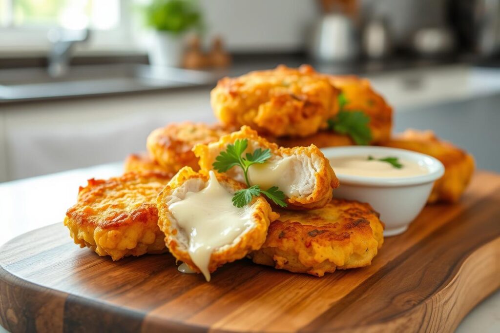 cheesy chicken fritters