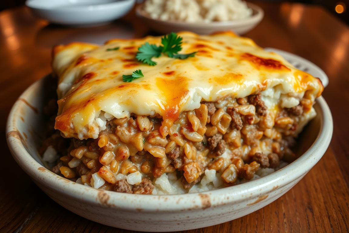 cheesy ground beef and rice casserole